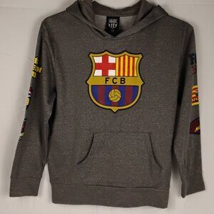 FC Barcelona Youth Hoodie | Heather Gray | Youth L/G | Official Licensed Graphic